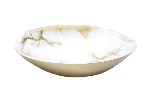 Classic Touch White and Gold Marbelized Oval Bowl