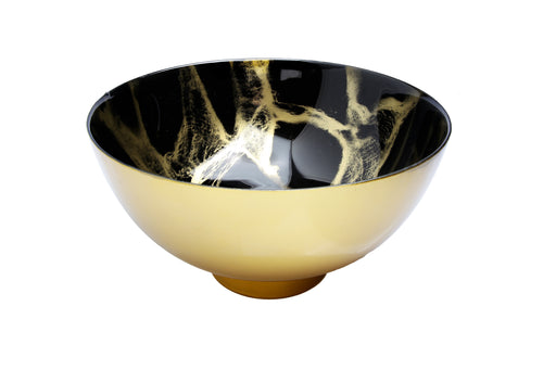 Classic Touch Black and Gold Marbleized Footed Bowl 10.5"