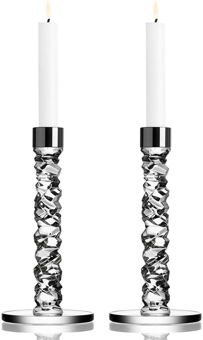 Orrefors Carat Silver Candlestick, Pair