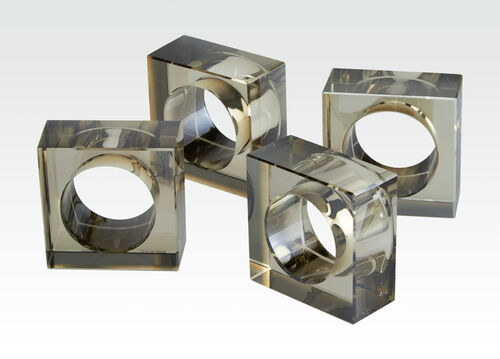 Tizo Design Crystal Glass Napkin Rings, Set/4