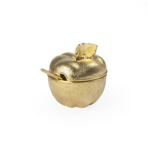 Quest Collection Mini Gold Apple Dish w/ Cover and Spoon
