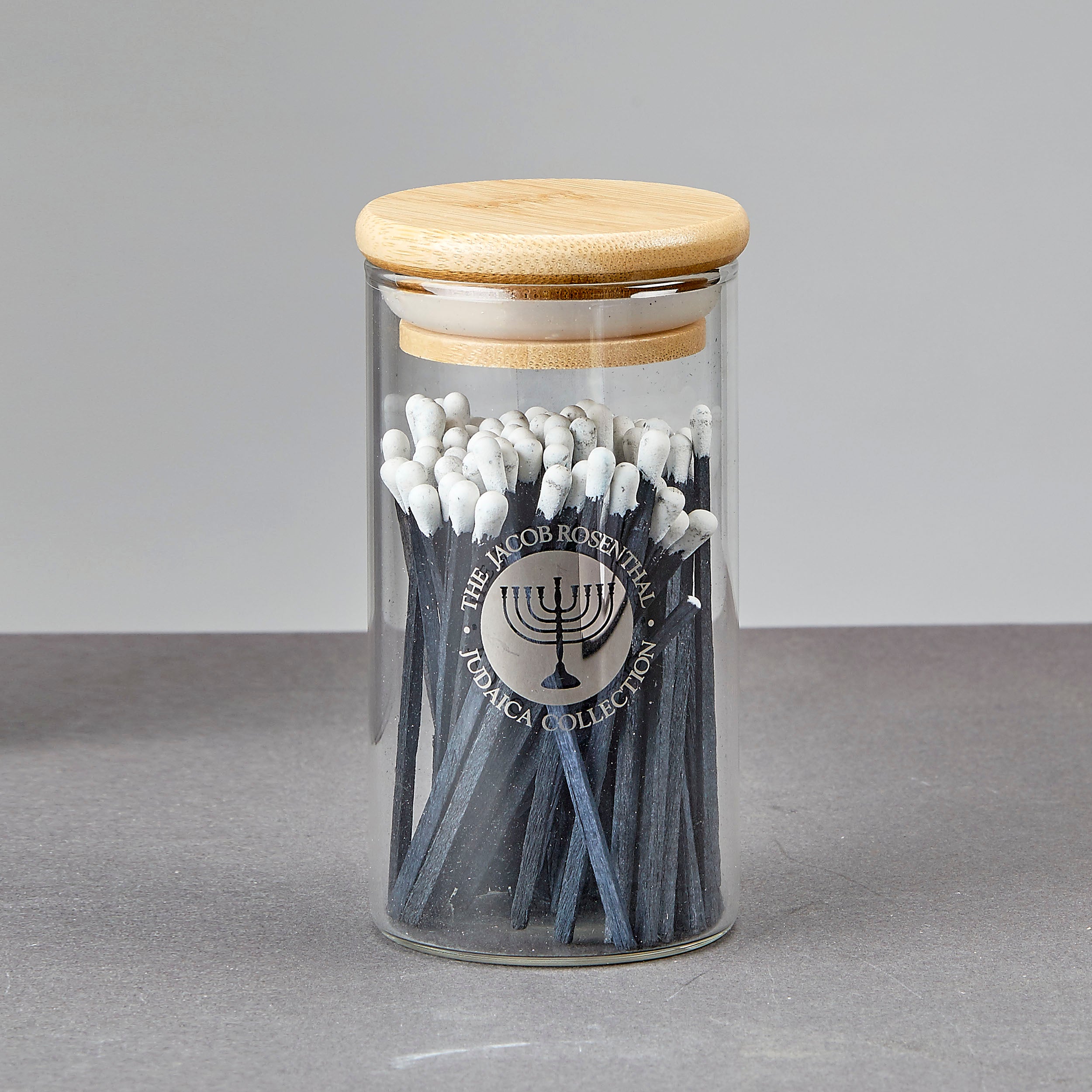 Rite Lite Glass Matches Container w/ Bamboo Lid