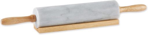 RSVP International RPW-10 White Marble Rolling Pin for Baking & Stand, 10"