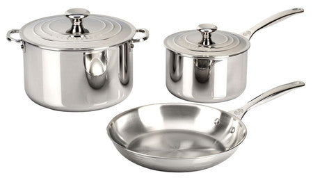 LE CREUSET - 3-ply Stainless Steel four-piece saucepan set