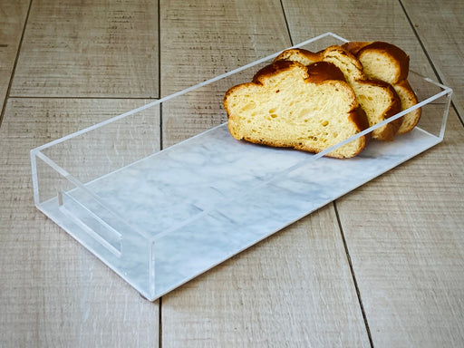 Lucite Tray with Grey Marble Design