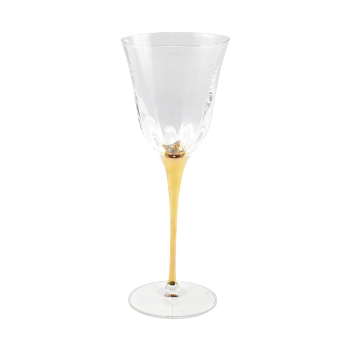 Vietri Optical Gold Stem Wine Glass