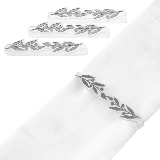 Waterdale Collection Pomegranate Leaves Wrap Napkin Rings, Set/4